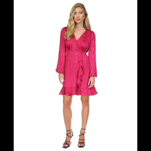 Michael Michael Kors Women's Jacquard Snakeskin Print Ruffled Mini Dress Fuchsia - Picture 1 of 1